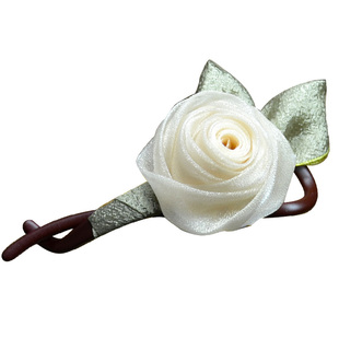 31街花饰绢纱古典玫瑰盘发发夹布艺花朵扭夹气质淑女发饰韩版头饰