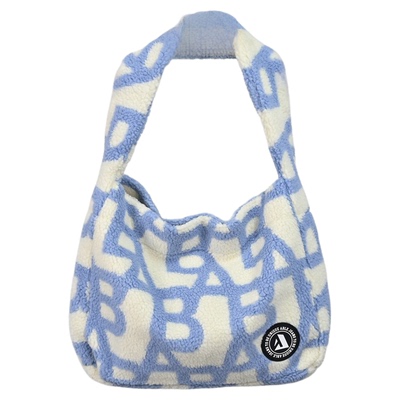 羊羔绒购物袋提花单肩包