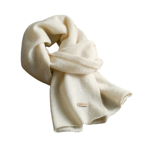 白色纯山羊绒围巾羊毛 100轻奢高级感高端品牌薄款女士冬季小尺寸