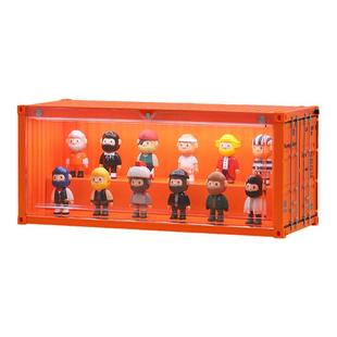 盲盒手办收纳盒乐高模型展示柜泡泡玛特集装箱带灯防尘透明展示盒