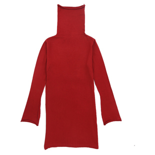 秋冬新款内搭长袖高领毛衣裙女中长款堆堆领宽松大码打底针织衫潮