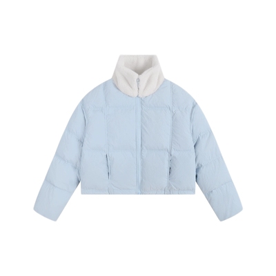 短款蓝色羽绒服外套女冬轻薄保暖