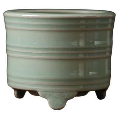 林松手工陶瓷三足香炉青瓷茶道茶台香薰炉家用中式禅意摆件柴烧器