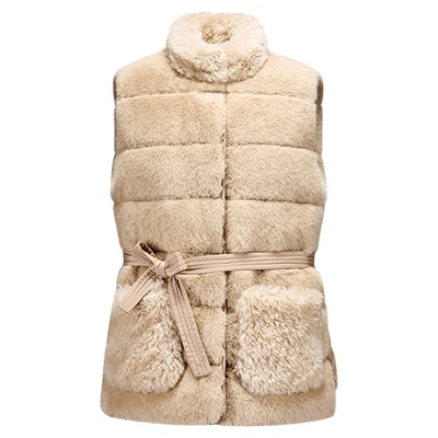 SourceWithU【蒙口爆款】贵妇感仿真环保貂绒两穿收腰马甲外套冬