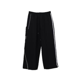 CBXLAB街舞潮牌男装黑色不对称拼接香蕉裤美式街头嘻哈街舞休闲裤