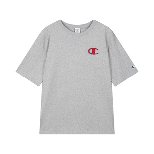 Champion冠军短袖男2026春季新款纯棉T恤女宽松纯色简约款上衣潮