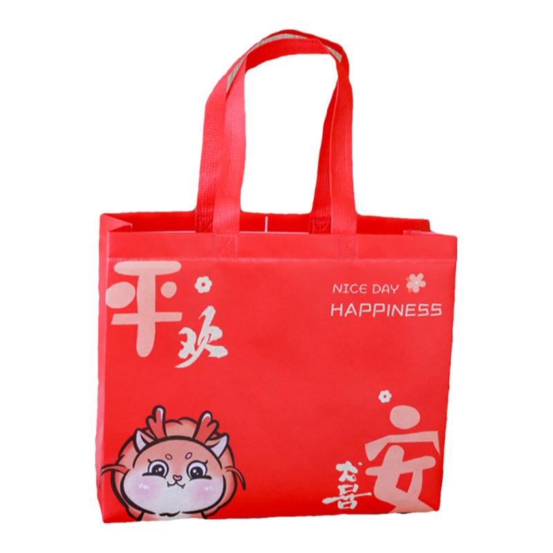 新年欢喜中秋卡通马覆膜无纺布袋喜庆春节送礼品男女童装袋子服装