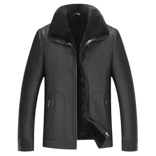 真皮羽绒服男鹅绒山羊皮水貂毛领脱卸内胆中老年皮衣外套冬季皮衣