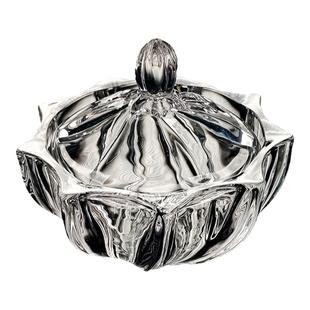 水晶玻璃碗糖果罐水果盘小精致带盖盅糖缸干果盒子收纳盒彩色容器