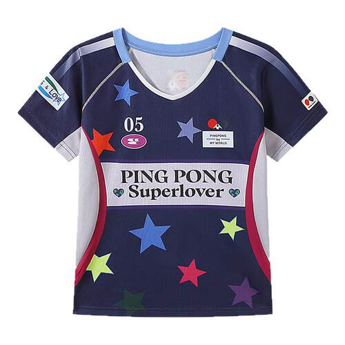 CryingCenter乒乓超级爱好者星星速干训练运动球服短袖女款/童装