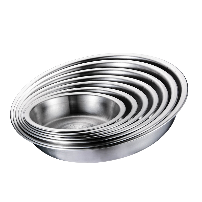 304不锈钢盘子加厚圆盘平底浅盘菜盘家用餐盘小碟子圆形家用深盘