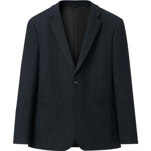 HLA/海澜之家绒感弹力休闲西服2025秋冬新款柔软平驳领商务单西男