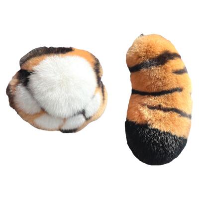 虎尾虎爪钥匙扣包挂件獭兔毛