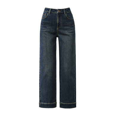 逸阳高腰加绒保暖显瘦九分直筒裤