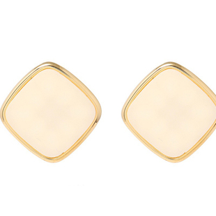 S925银针黑色方块耳钉2025新款爆款简约日常百搭耳环复古几何耳饰