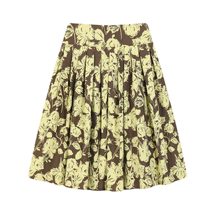 PaleBlueDot蓝点【春日多巴胺系】蕉褐色百褶绑绳时髦跃动半身裙