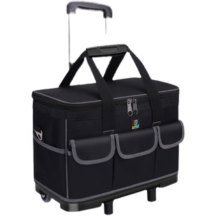 单肩带轮拉杆式工具箱包加厚多功能大容量男耐磨维修电工包收纳包