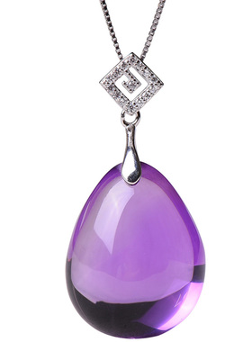 雁唐女乌拉圭紫水晶生日礼物吊坠