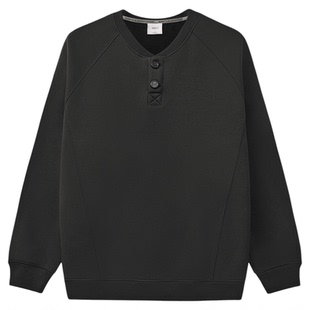 GWIT 美式复古亨利领冬季保暖套头衫加绒加厚松弛感轻熟风卫衣男