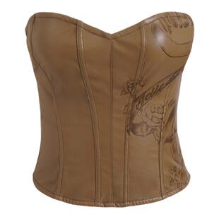 JELLOJELLO2024秋冬新款火焰玫瑰油墨印手铐拉链鱼骨皮抹胸