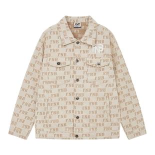 FNB牛仔外套秋冬季时尚潮流2025新款美式老花满印夹克宽松男女装