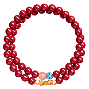 正品天然朱砂手串原矿多圈女款紫金砂双圈莲花转运珠手链男本命年