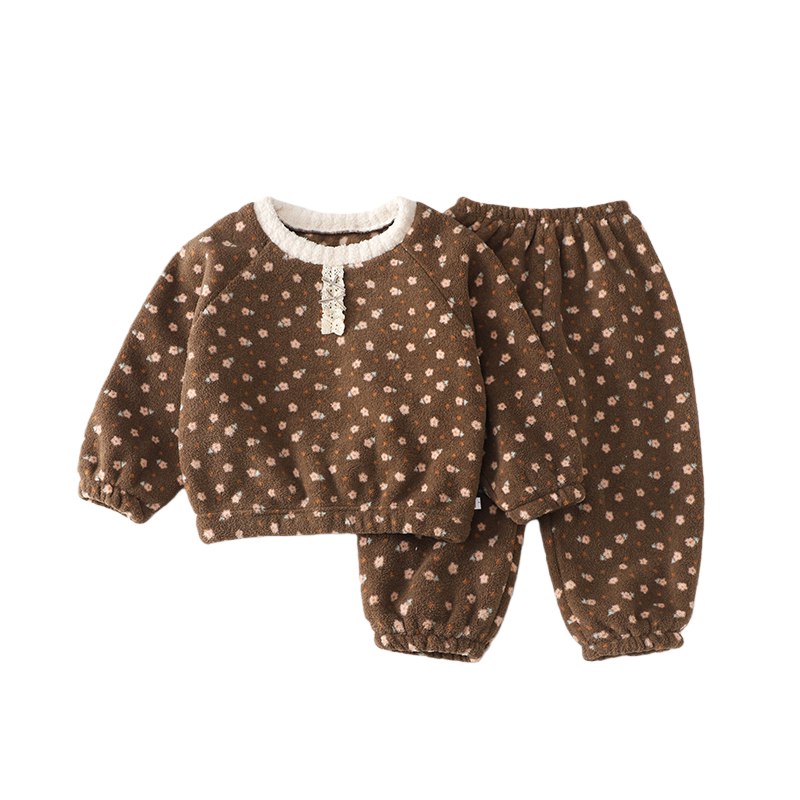【撤柜专区】品牌专柜 女童家居服套装德绒睡衣中大童冬季两件套