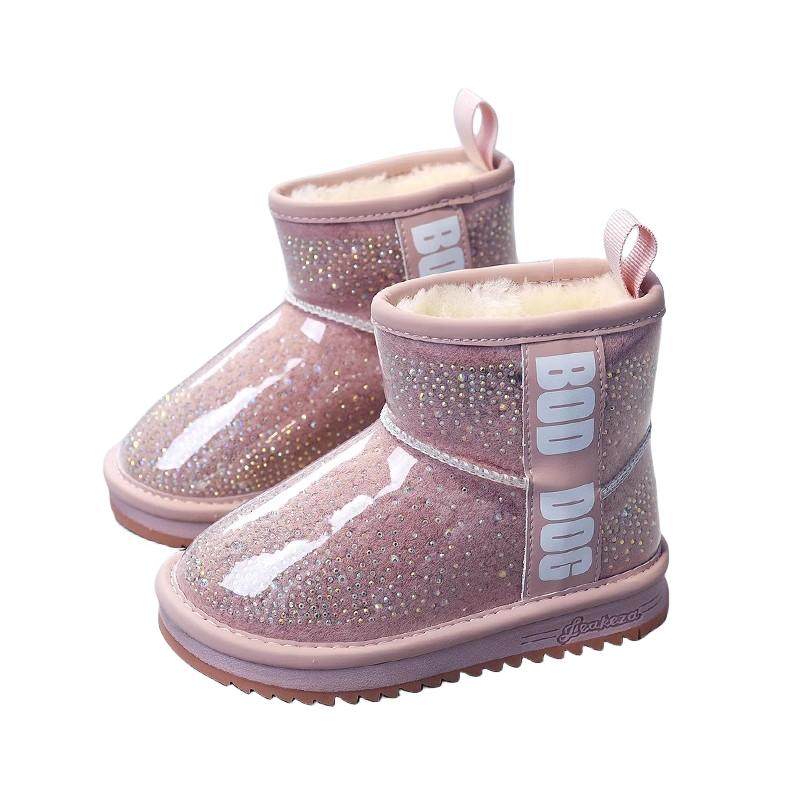 真皮防水女童雪地靴冬季新款加绒加厚中大儿童棉鞋女孩宝宝短靴