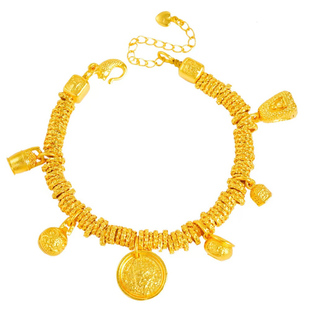 金包银黄财神小胖福实心盘缠手链女烧蓝琳琅五路财神手串送女朋友