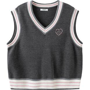 巴拉巴拉儿童马甲女童背心春装中大童针织内搭时尚百搭精致绣花