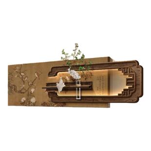 新中式客厅装饰画水培绿植高级感沙发背景墙挂画宋代美学茶室壁画