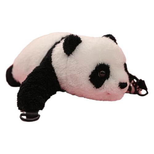 pandapia熊猫文创《熊猫伴伴》黑白毛绒背包 单双肩包卡通可爱包