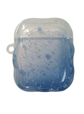 ins风晕染蓝色雪花耳机套新款