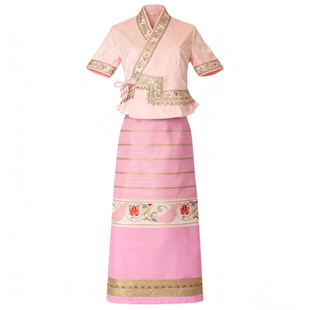 西双版纳傣族服装女新款传统民族服饰成人重工短袖套装日常生活装