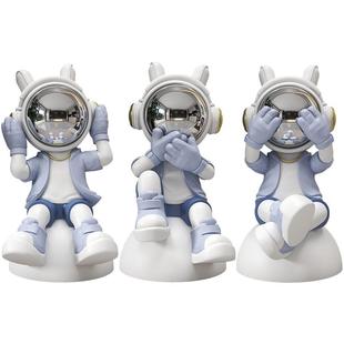 网红宇航员太空人摆件航天员不听不看不说客厅酒柜桌面装饰品工艺