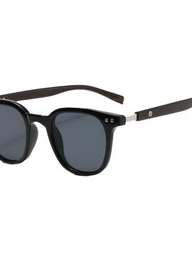 新款韩版TR90圆形复古木纹腿小框墨镜小红书抖音潮流网红女太阳镜