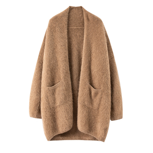 “小皮草”之长款加厚大衣 斗篷型 针织开衫女上衣外套2025年新款