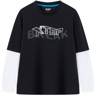 【商场同款】特步童装男童薄款长袖T恤春季新款中大童运动儿童长T