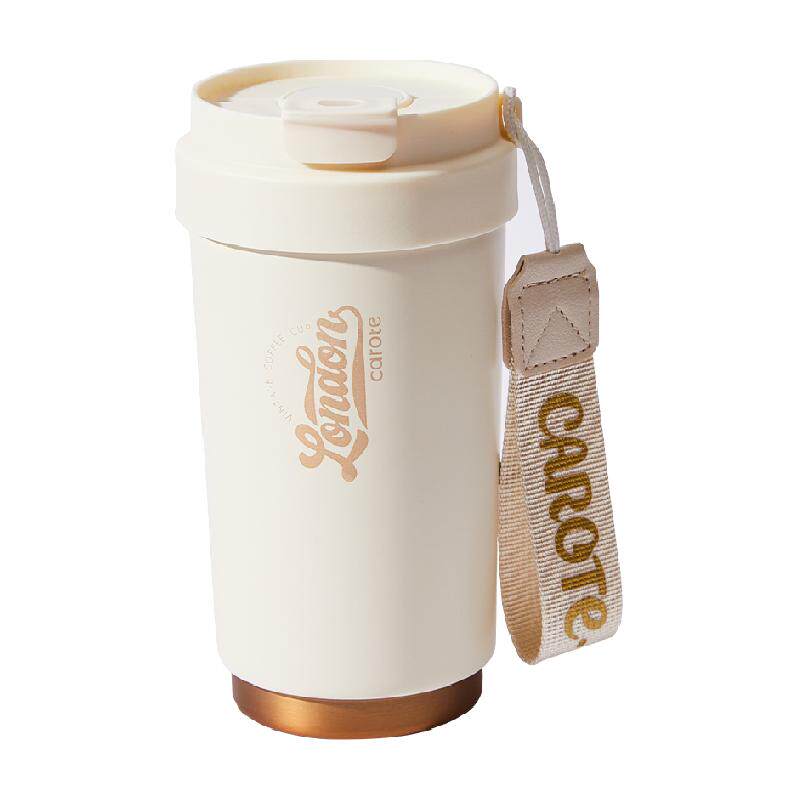 卡罗特保温杯陶瓷覆层内胆咖啡杯女生高颜值随行杯新款不锈钢水杯