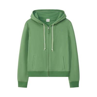 全棉轻薄拉链开衫连帽卫衣女外套