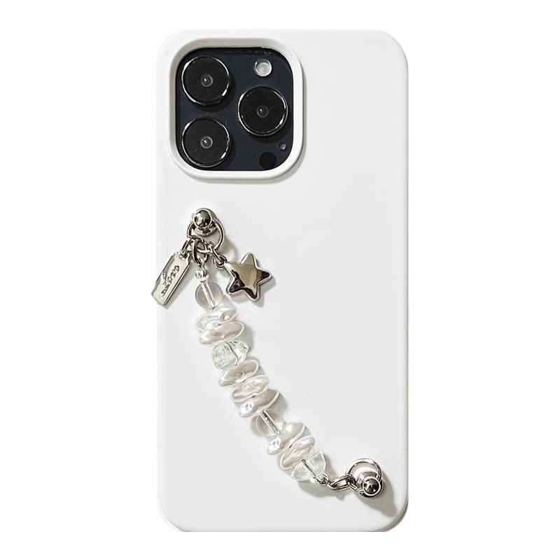 InTheCase仙女纯白17ProMax唯美异形珍珠水晶链手机壳适用iphone