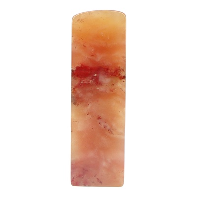 天然印石产地巴林石章料瓜瓤红底鸡血石印章篆刻石料24*24*80mm