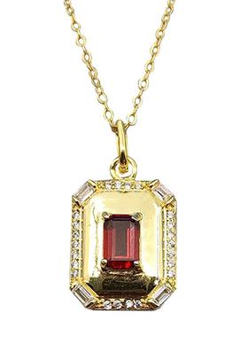 天然石榴石S925银十字链女方糖