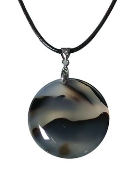 海洋玉髓圆牌吊坠天然玛瑙毛衣链