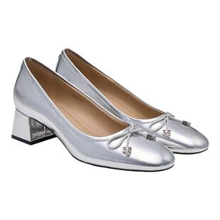 SAM EDELMAN山姆爱德曼春时尚蝴蝶结方跟高跟银色单鞋女DELFINA