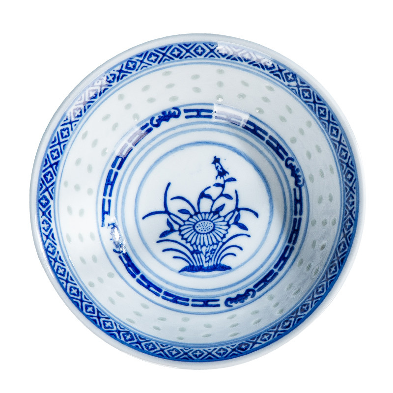 浅口碗菜碗汤碗面碗青花玲珑斗笠碗景德镇玲珑瓷碗可定制logo