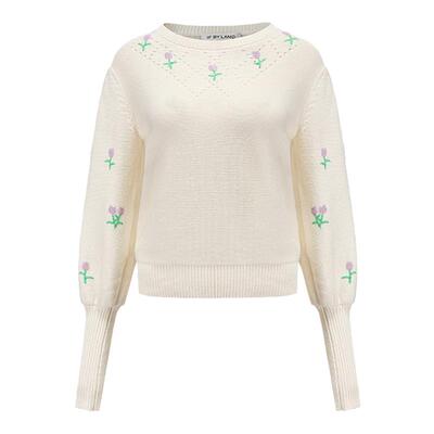 IFBYLAND提花泡泡袖毛衣女