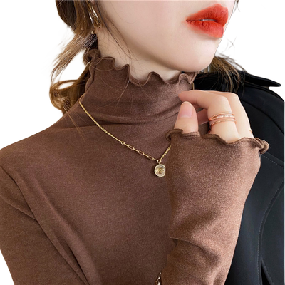 木耳边德绒加厚打底衫女秋冬
