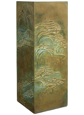 水磨坊浮雕展示柱底座装饰摆件