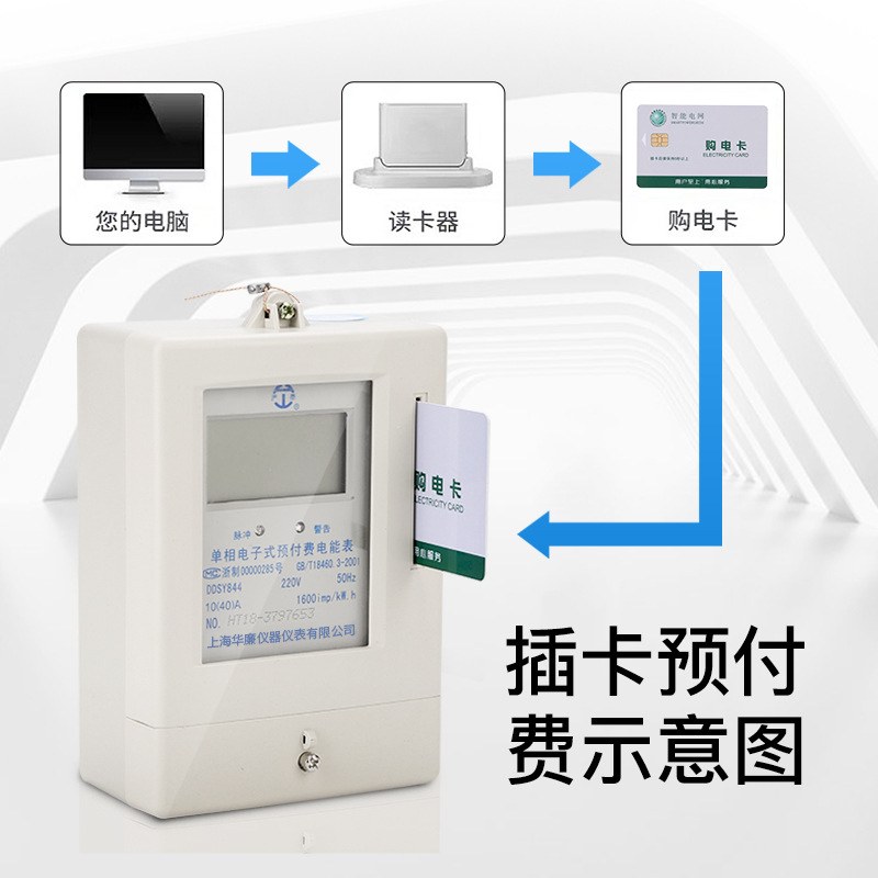 DDSY单相插卡式预付费智能电表空调仪表家用电能表出租房电子式